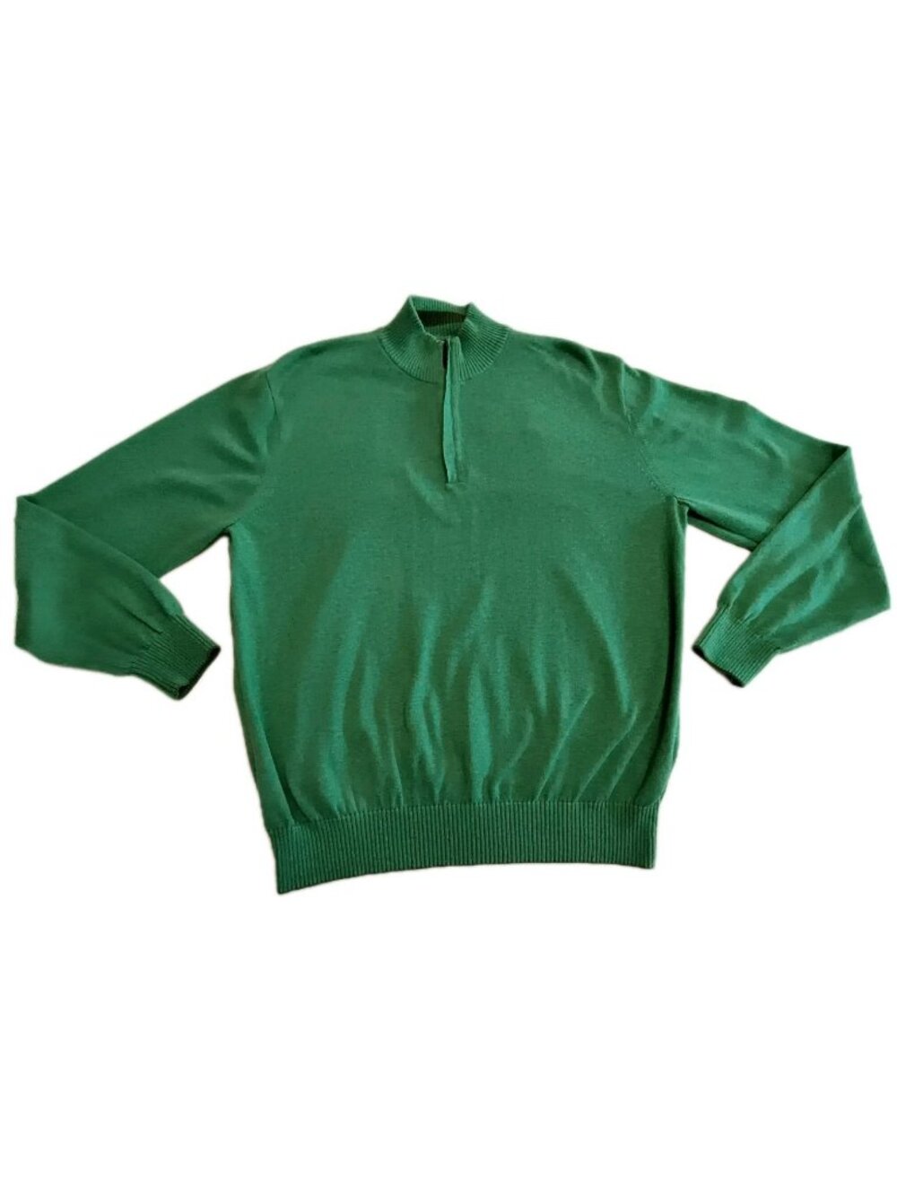 Alex Cannon Sweater Quarter Zip Men Size XL Lemon Green 100% Cotton